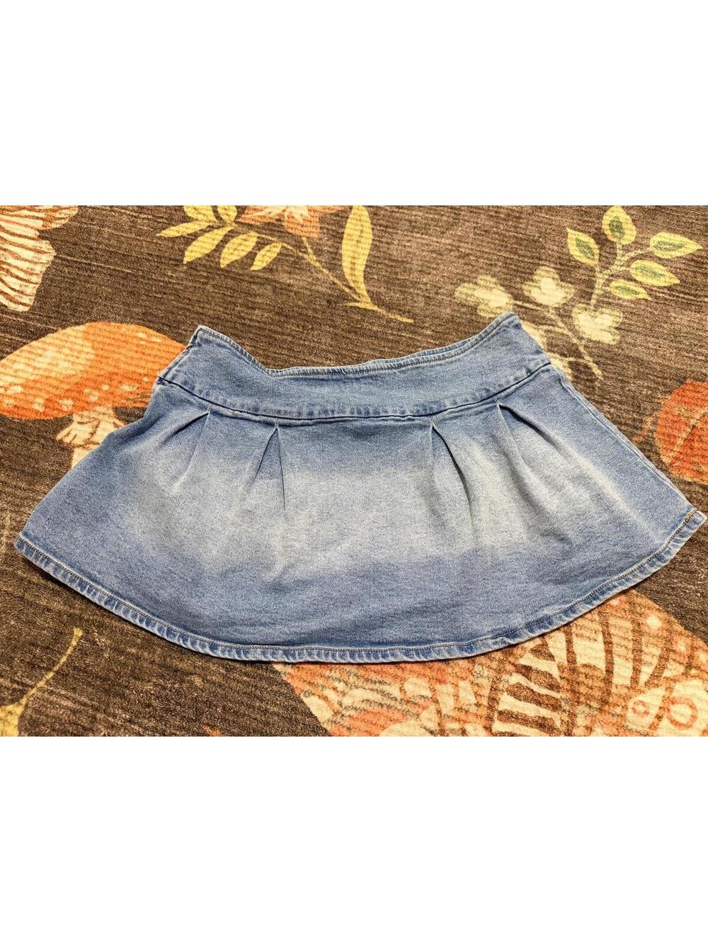 RSQ Denim Mini Skirt Women’s Medium Light Wash Y2K Micro Mini Skater Skirt